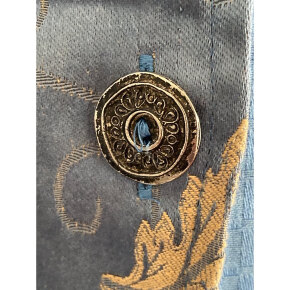 Women Indigo Moon Cotton Silk Embroidered Flower Patchwork Blue Teal Jacket  M - Picture 6 of 15